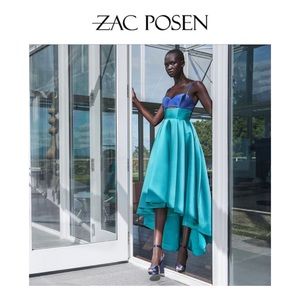 Zac Posen Two-Tone Spaghetti-Strap High-Low Sweetheart Gown
